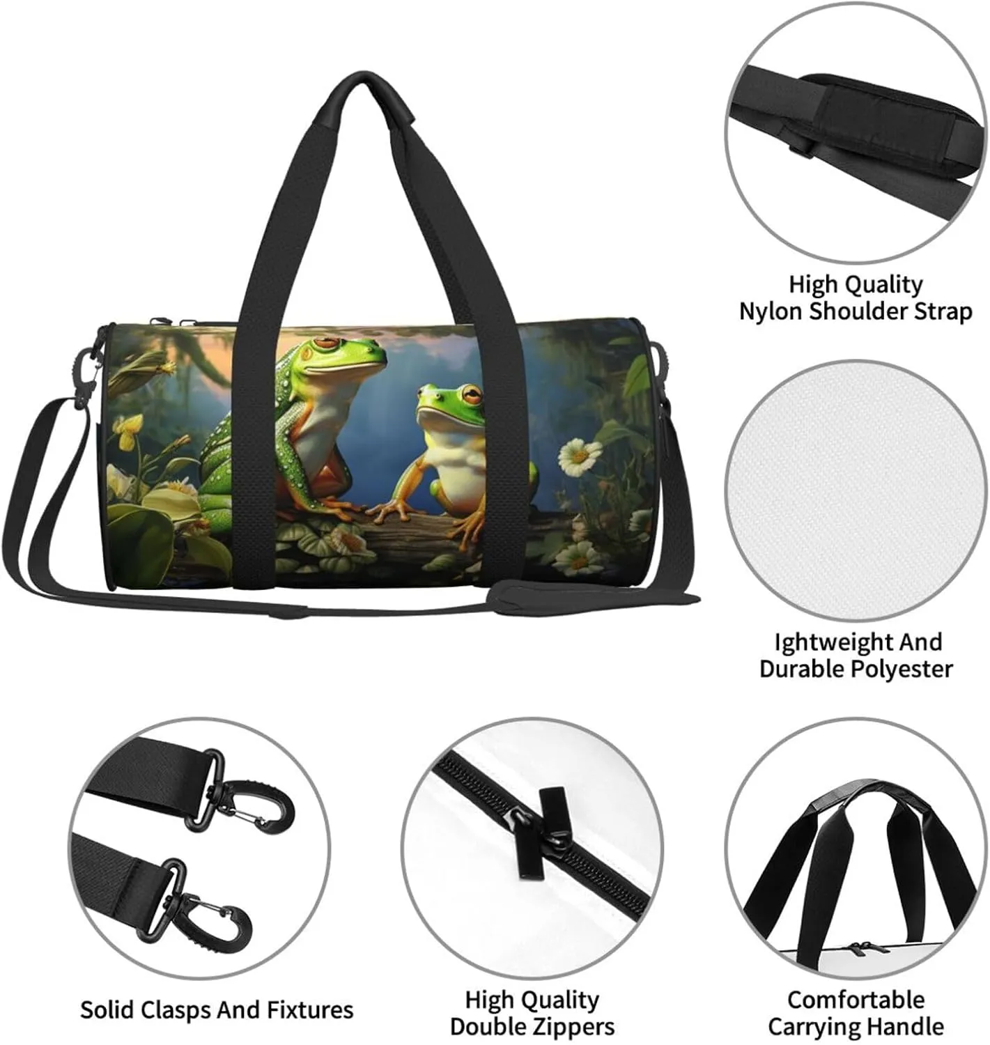 Travel Duffle Bag Weekender Bags For Men Women With Shoe Compartment Large Capacity Weekender Overnight Bag Many Frogs Sing On The Branches Carry On Tote Bags Sport Gym Bag For Travel Yoga