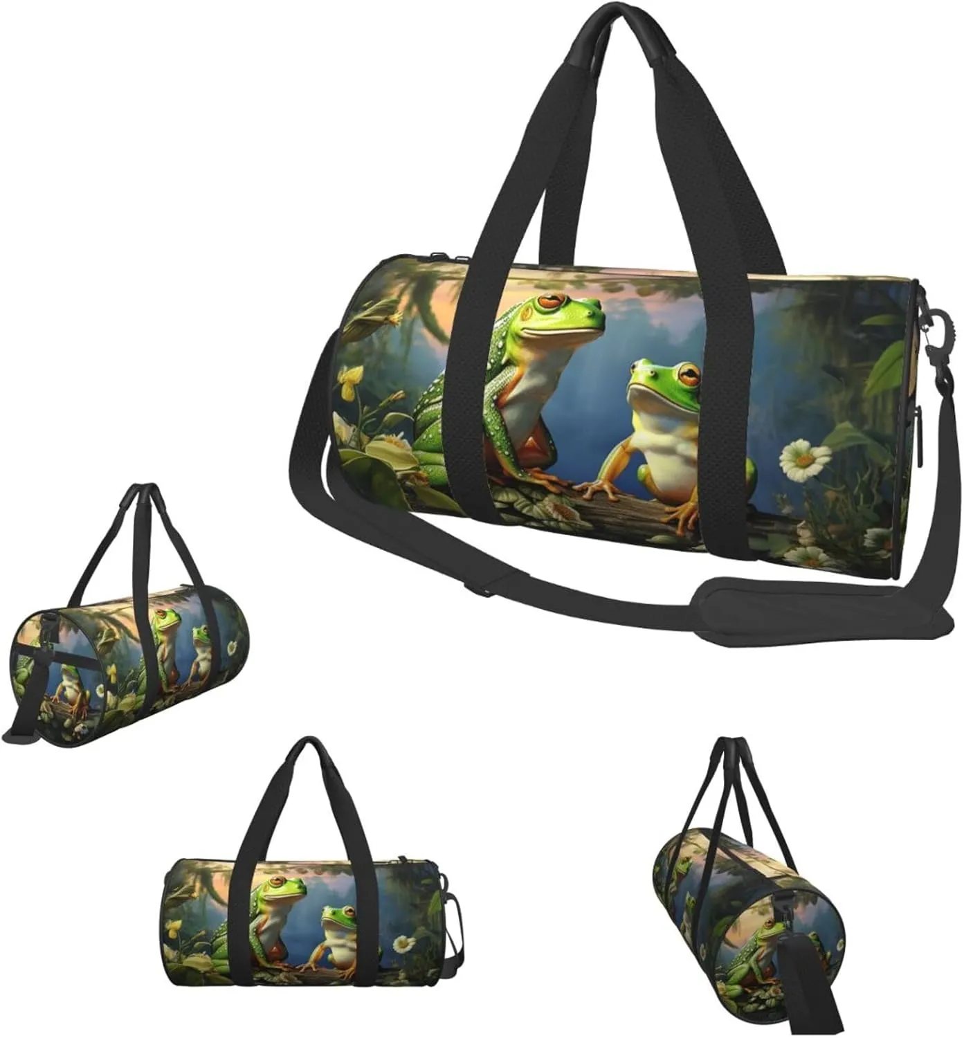 Travel Duffle Bag Weekender Bags For Men Women With Shoe Compartment Large Capacity Weekender Overnight Bag Many Frogs Sing On The Branches Carry On Tote Bags Sport Gym Bag For Travel Yoga