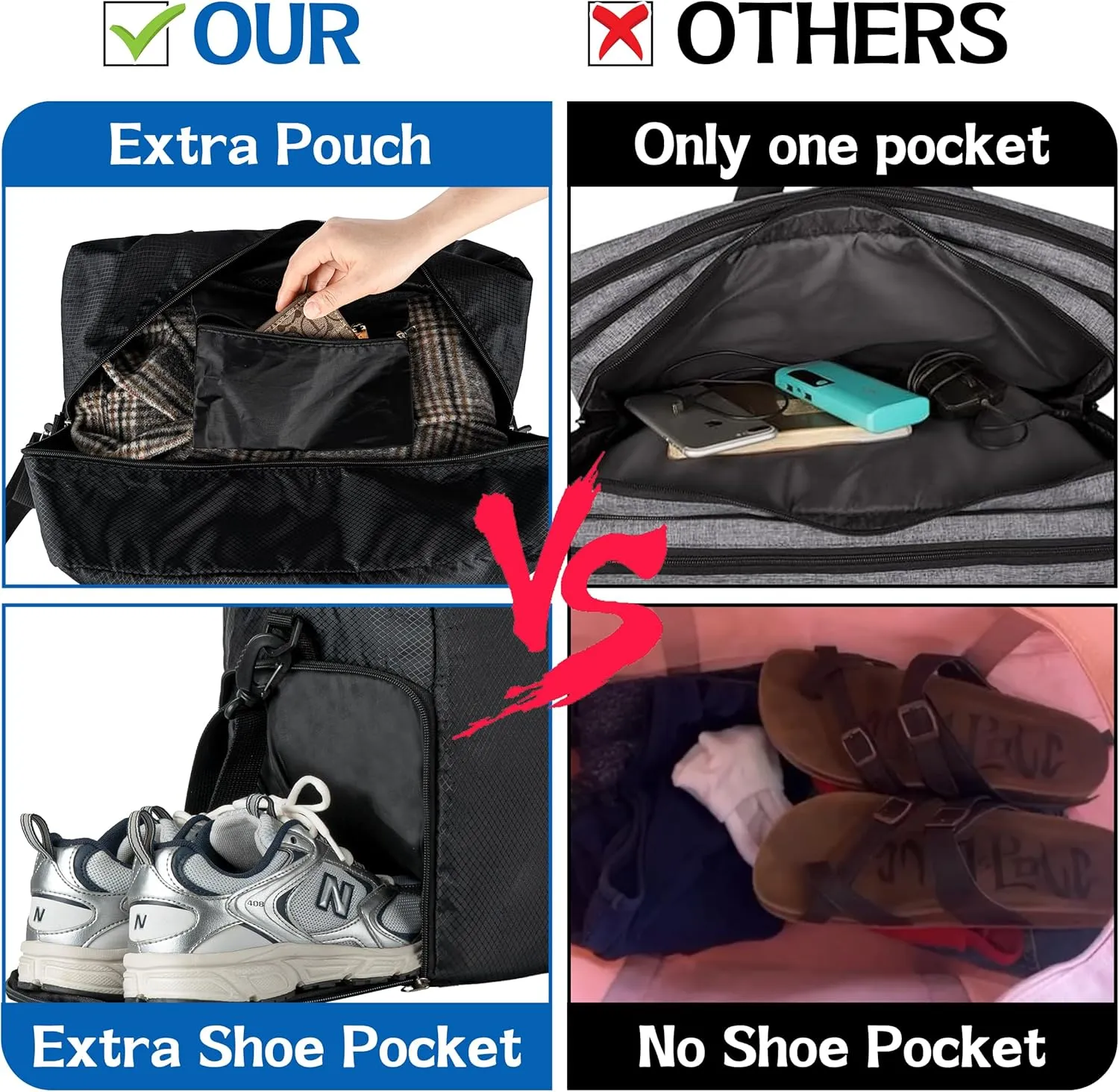 Travel Tote Bag Foldable Travel Duffel Bag For Spirit Airlines Personal Item Bag, Weekender Bags for Men Women with Shoe Compartment, Carry on Overnight Bag (Mint Green, 20L)