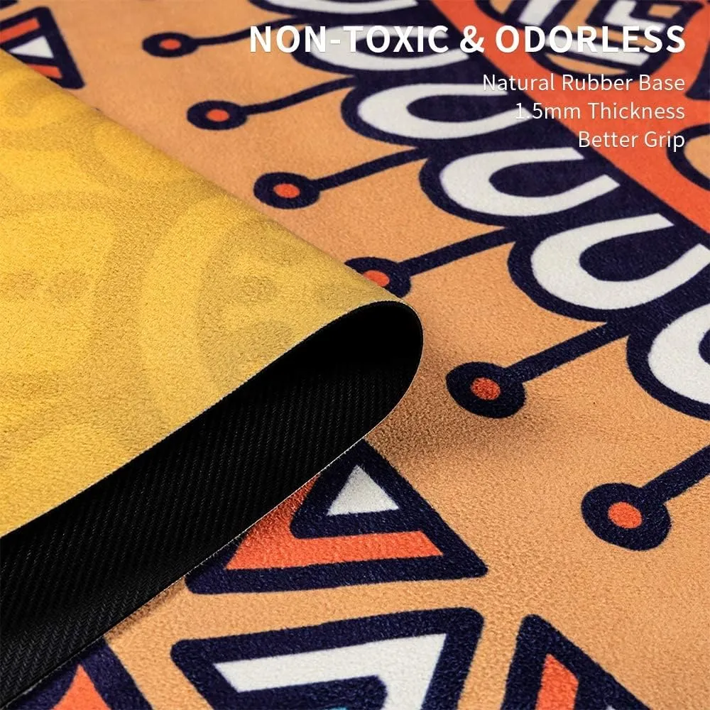 Travel Yoga Mat, Non Slip Exercise Suede Mat with Carry Bag, All-Purpose Fitness Mat with High Density Anti-Tear Surface for Women, Ideal for Pilates Workout (72'' x 26'' x 1.5mm Thick)