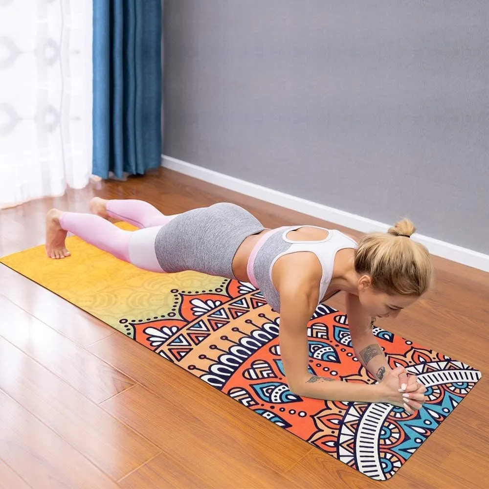 Travel Yoga Mat, Non Slip Exercise Suede Mat with Carry Bag, All-Purpose Fitness Mat with High Density Anti-Tear Surface for Women, Ideal for Pilates Workout (72'' x 26'' x 1.5mm Thick)