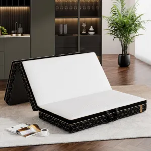Tri-Fold Memory Foam Mattress Full - 6 Inch Portable Folding Mattress with Handle & Washable Cover, Floor Bed with Non-Slip Base, Space-Saving for Kids Room, Travel, Guest Bed, Yoga, RV, 73"x52"x6"