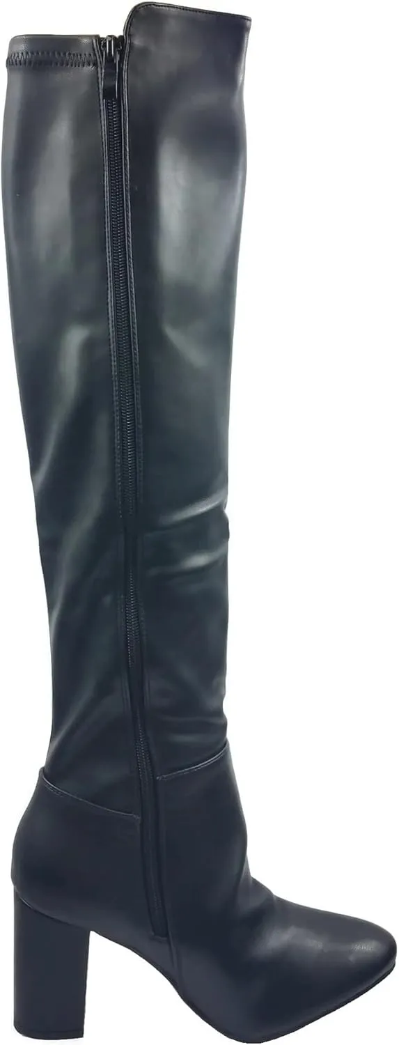 TruFox Womens Classy Fashion Knee High Block Heel Boots