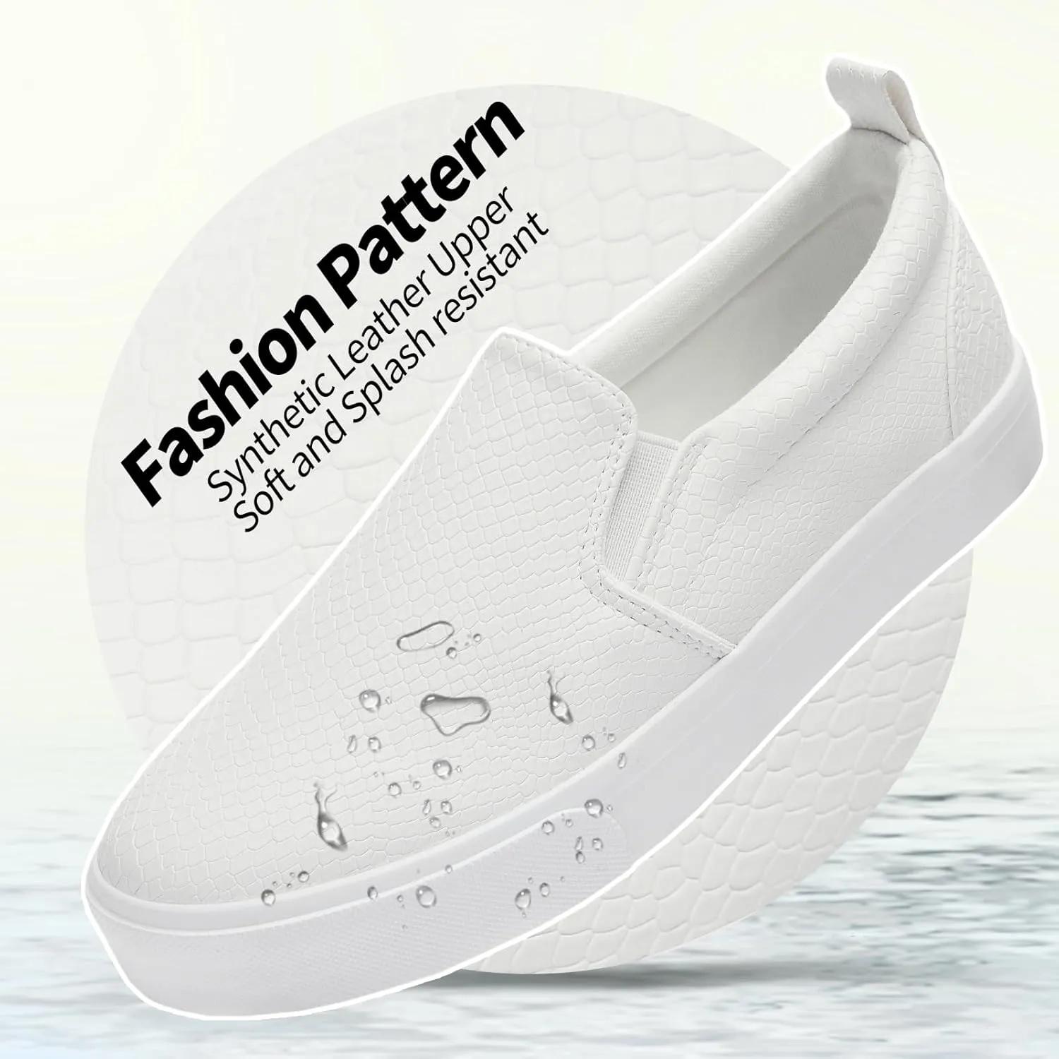 TUOPIN Womens Synthetic Leather Slip On Shoes,Padded Collar Slip on Sneakers for Women,Casual Loafers Walking Shoes