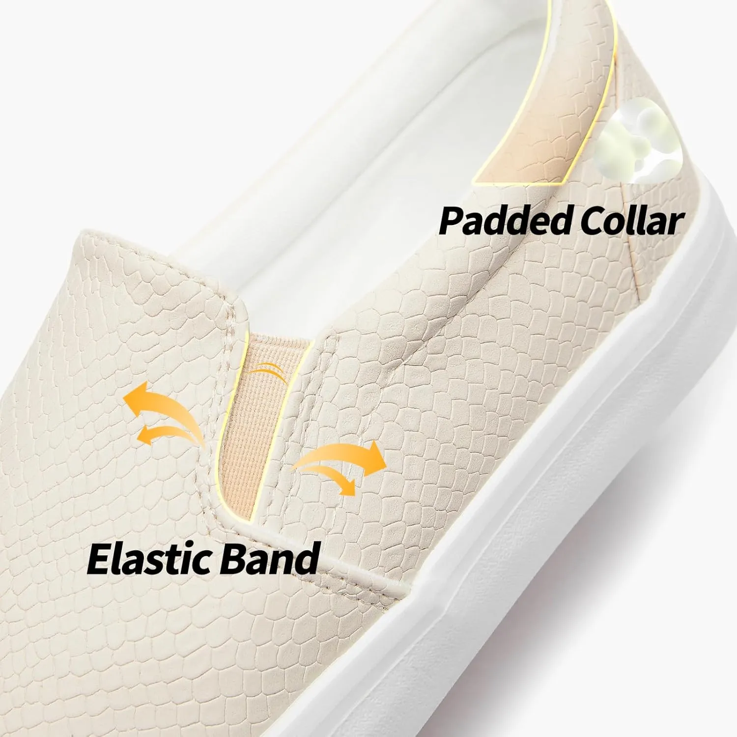 TUOPIN Womens Synthetic Leather Slip On Shoes,Padded Collar Slip on Sneakers for Women,Casual Loafers Walking Shoes