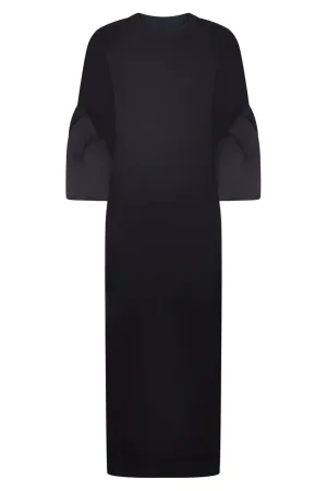 TWILL MIX DRESS | BLACK
