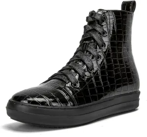 UBWDU Women's High Top Glitter Tennis Sneaker Platform Sneaker with Zipper Rhinestone Bling Wedding Bridal Shoes Shiny Sequin Shoes
