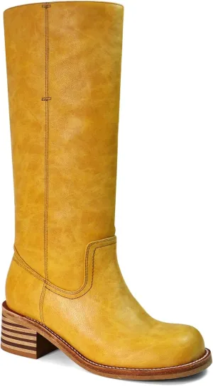 UBWDU Women's Knee High Boots Chunky Block Heel Long Boots Square Toe Low Heel Boots for Women