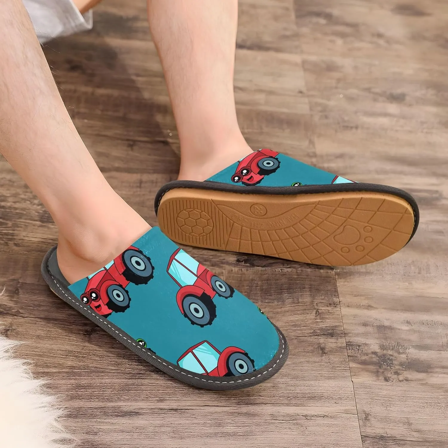Unisex Fuzzy Foam Slippers Non-Skid Slip-on Soft Warm Sole Fleece Shoes 4-11
