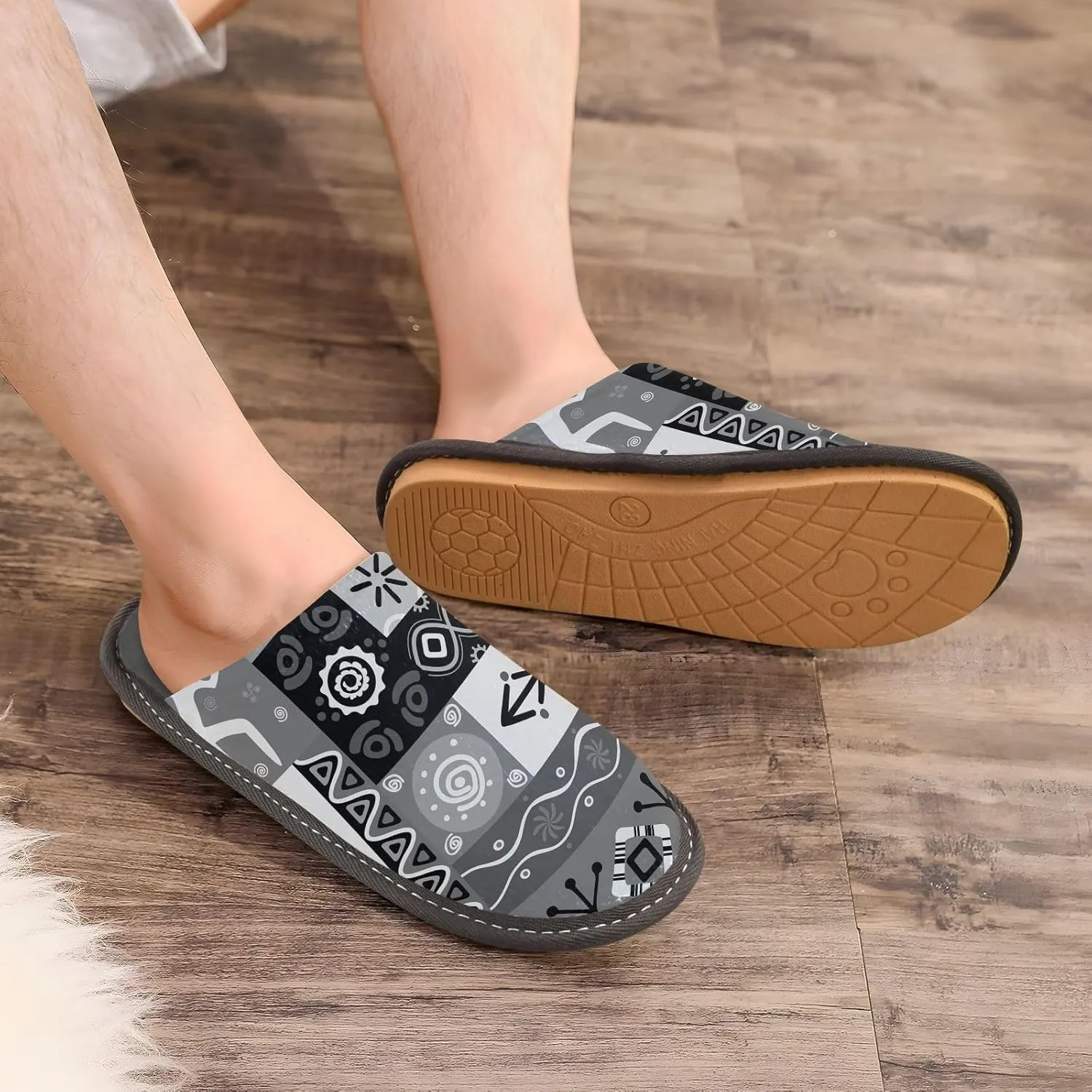 Unisex Fuzzy Foam Slippers Non-Skid Slip-on Soft Warm Sole Fleece Shoes 4-11