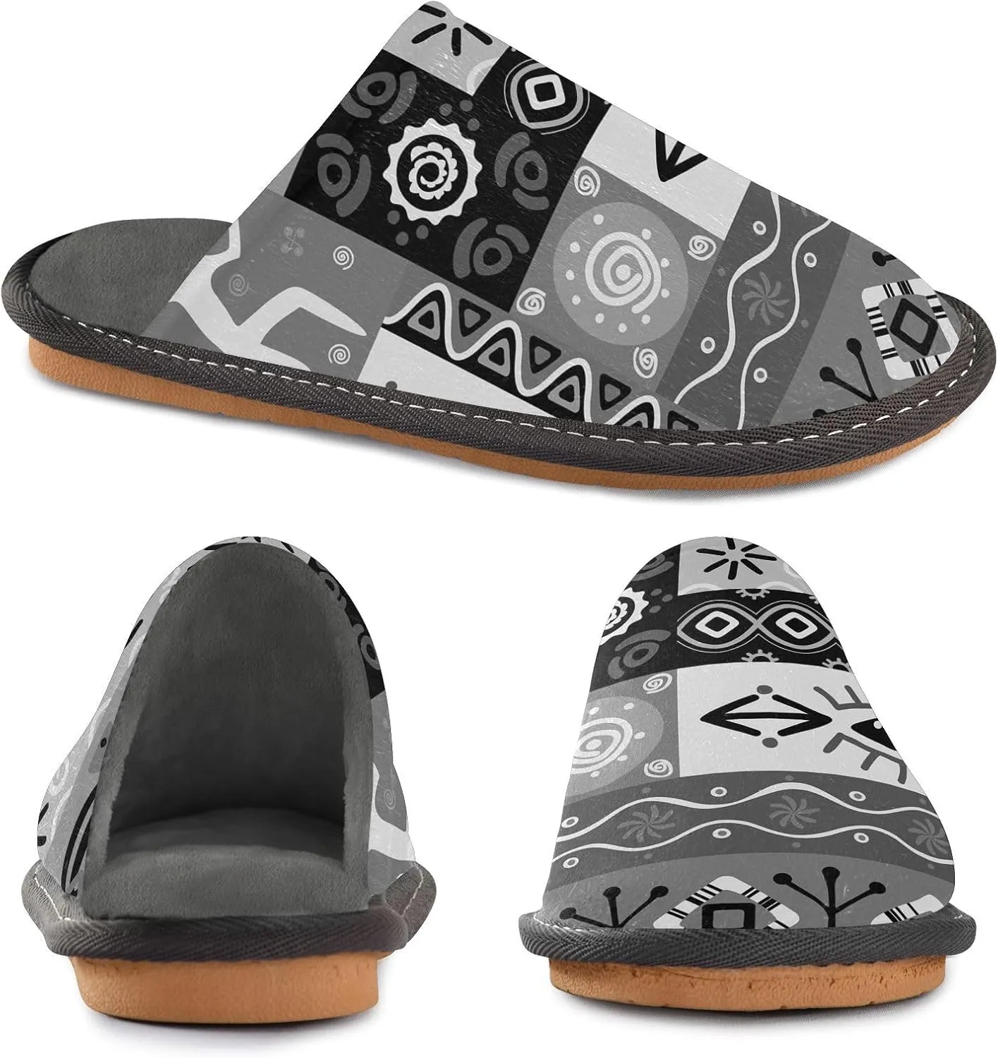 Unisex Fuzzy Foam Slippers Non-Skid Slip-on Soft Warm Sole Fleece Shoes 4-11