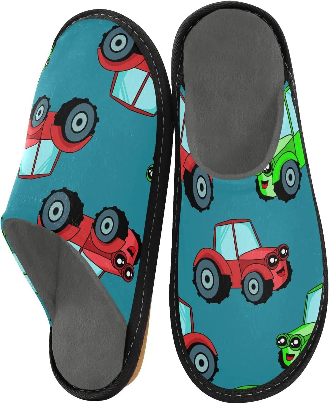 Unisex Fuzzy Foam Slippers Non-Skid Slip-on Soft Warm Sole Fleece Shoes 4-11