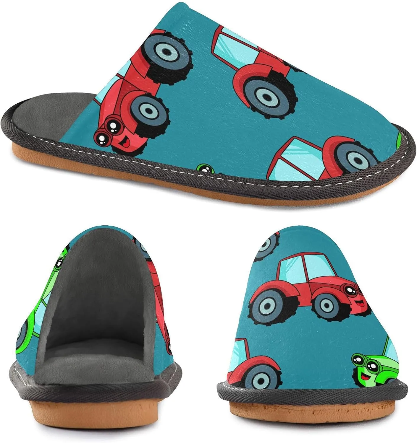 Unisex Fuzzy Foam Slippers Non-Skid Slip-on Soft Warm Sole Fleece Shoes 4-11