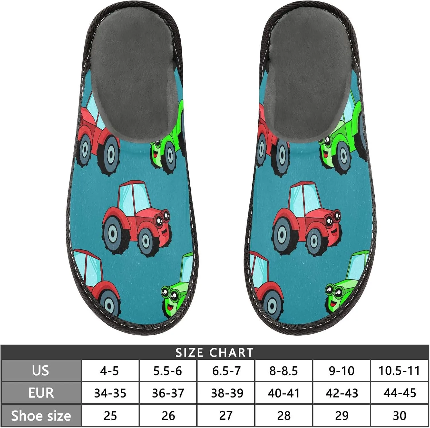 Unisex Fuzzy Foam Slippers Non-Skid Slip-on Soft Warm Sole Fleece Shoes 4-11