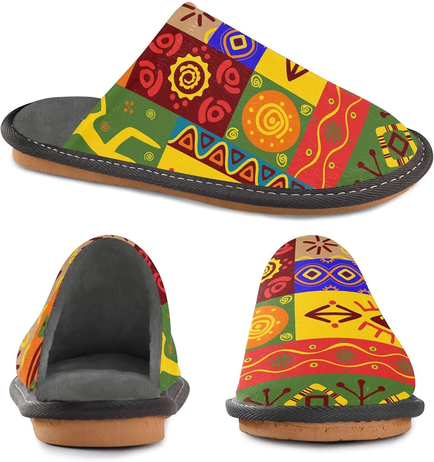 Unisex Fuzzy Foam Slippers Non-Skid Slip-on Soft Warm Sole Fleece Shoes 4-11