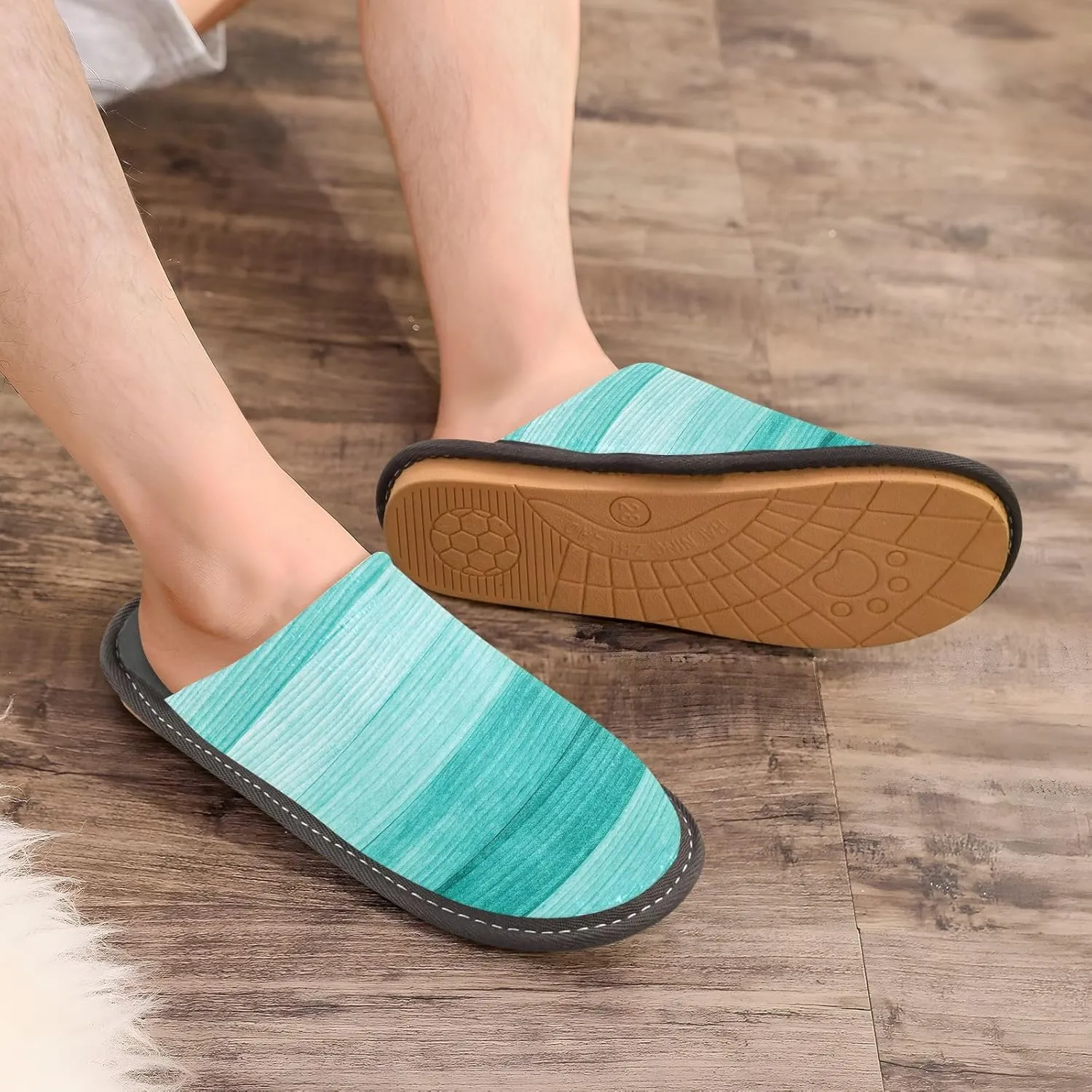 Unisex Fuzzy Foam Slippers Non-Skid Slip-on Soft Warm Sole Fleece Shoes 4-11