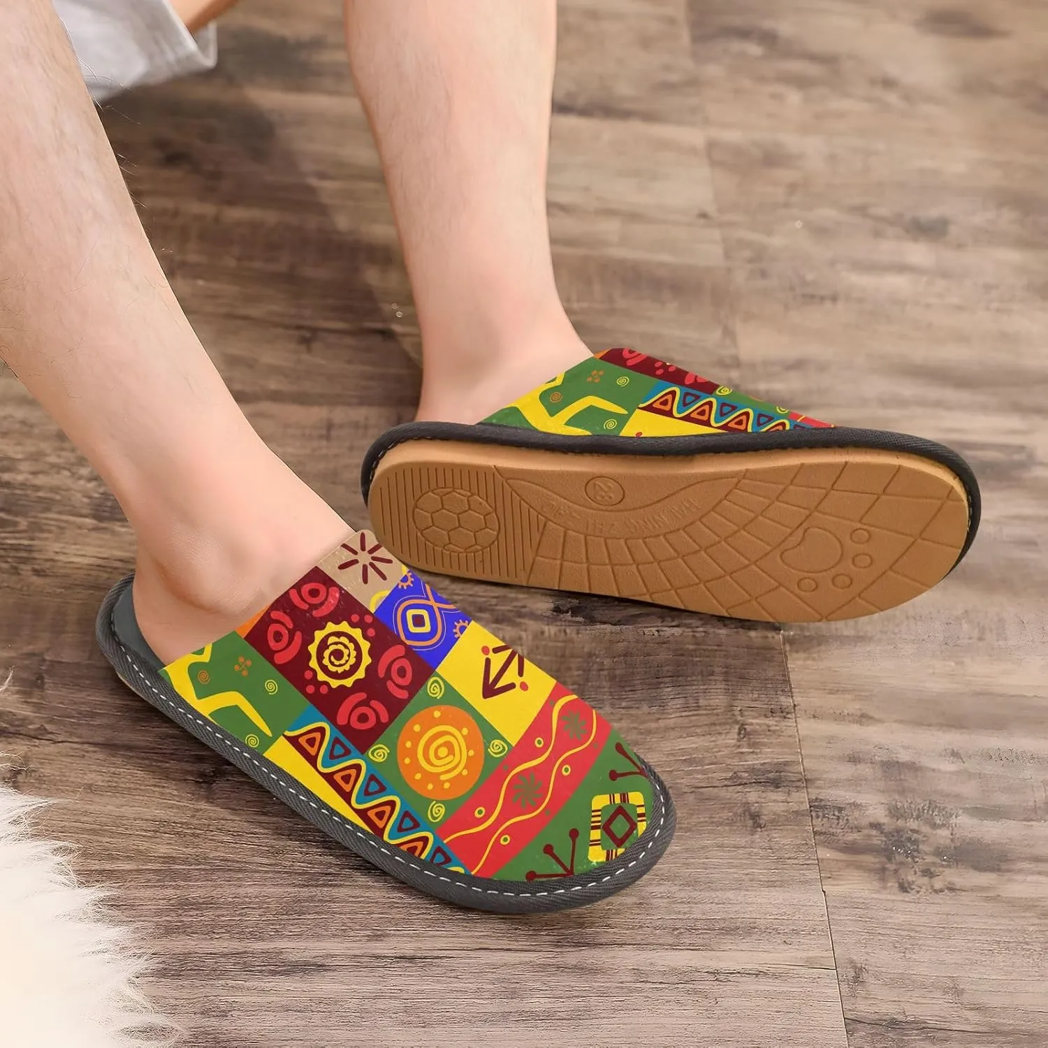 Unisex Fuzzy Foam Slippers Non-Skid Slip-on Soft Warm Sole Fleece Shoes 4-11