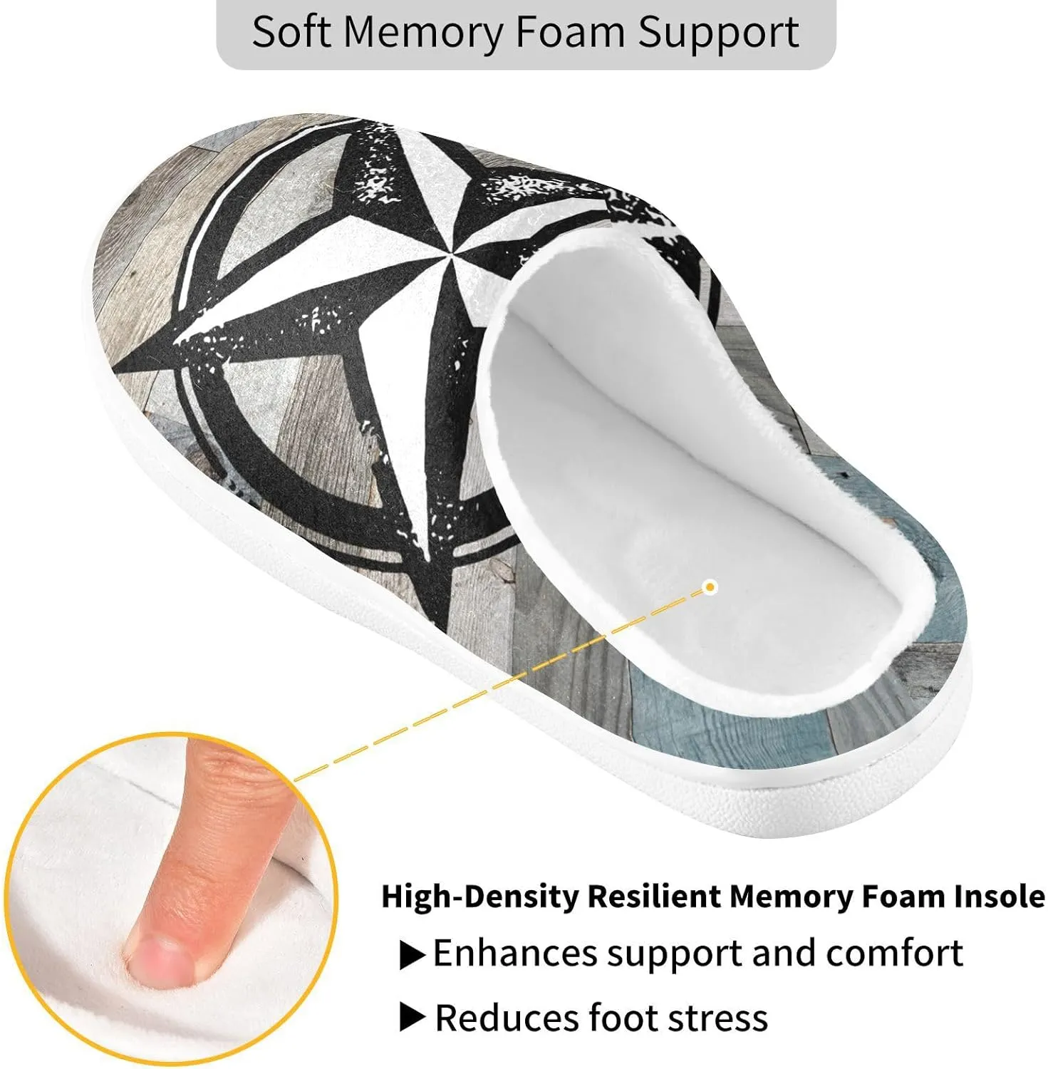 Unisex Memory Foam Slippers Non-Skid Slip-on Soft Warm Sole Fleece Shoes 6-17