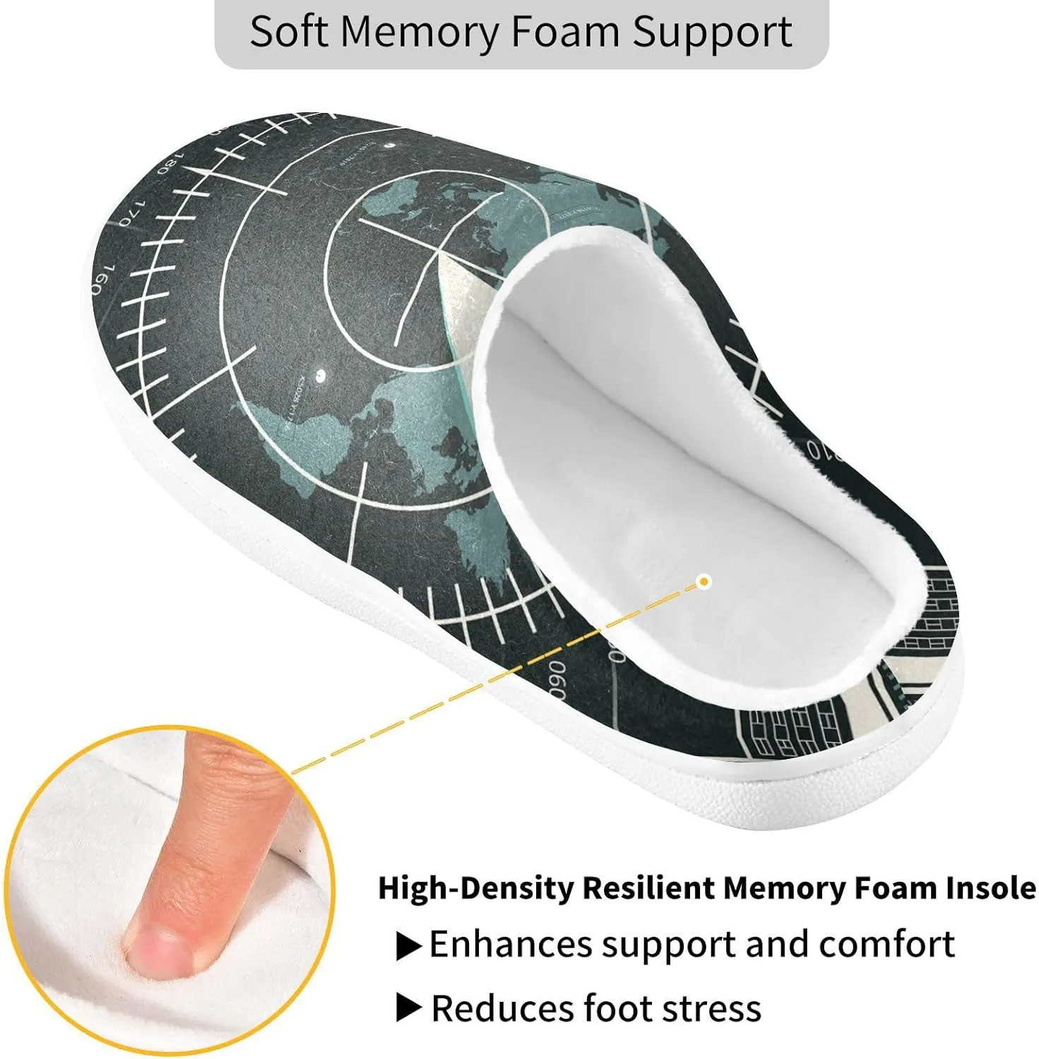 Unisex Memory Foam Slippers Non-Skid Slip-on Soft Warm Sole Fleece Shoes 6-17