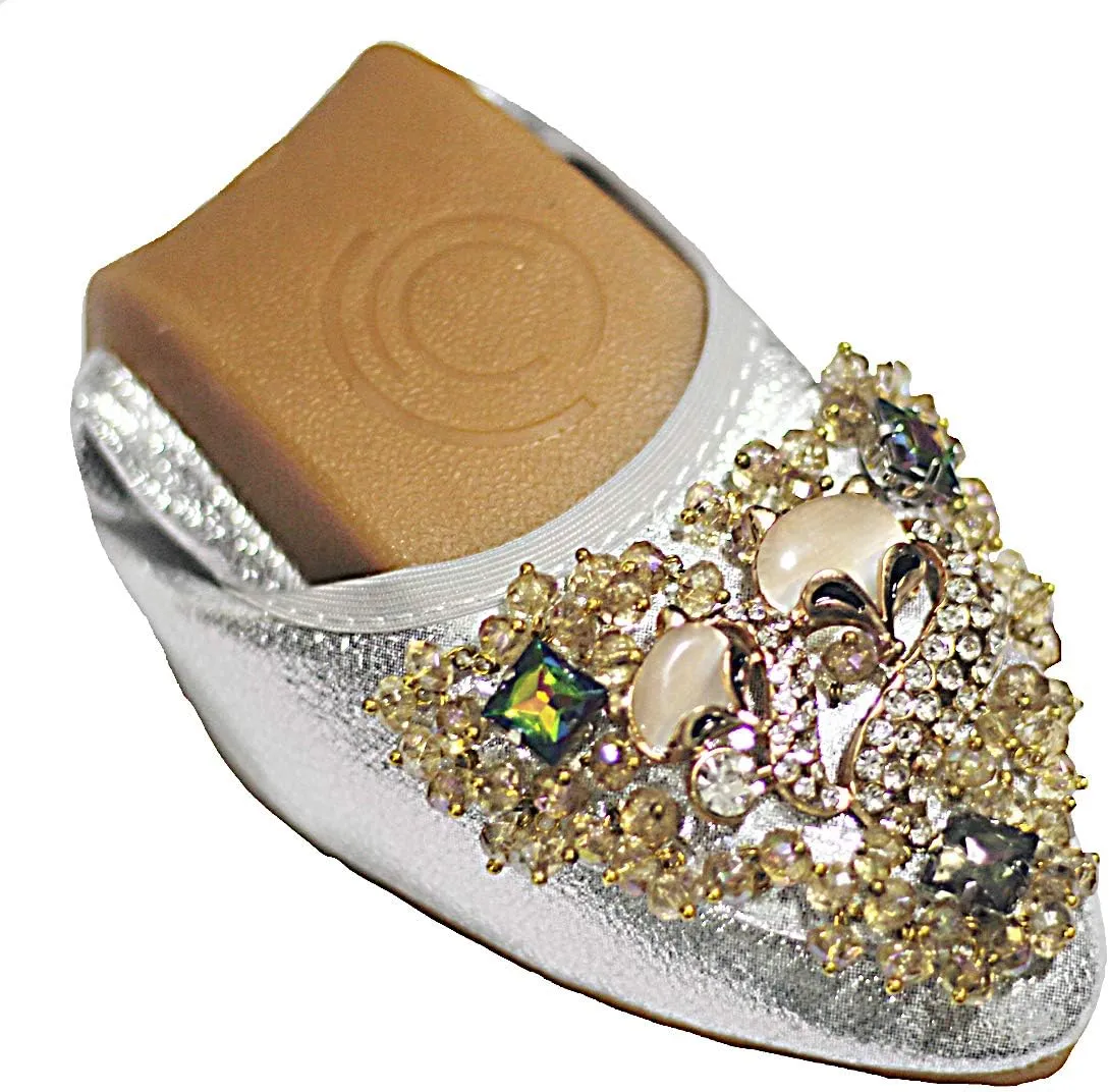 USANDY Women Ballet Flats Rhinestone Wedding Ballerina Shoes Foldable Sparkly Comfort Slip on Flat Shoes
