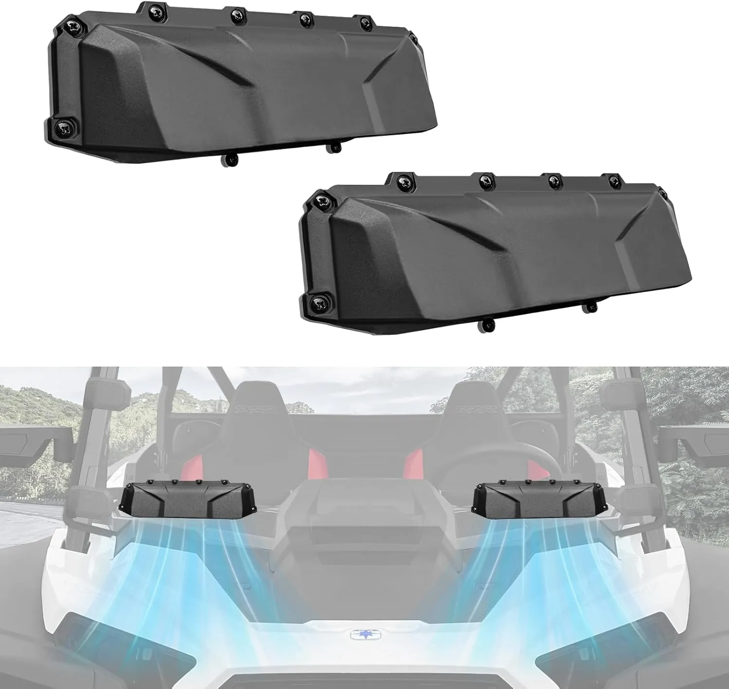 UTV Windshield Vents for Polaris RZR General Ranger, Can-Am Maverick Commander, Honda Pioneer, Kawasaki Teryx KRX Mule, Yamaha Accessories, for Hard-Coated Polycarbonate Windshields (2PCS)