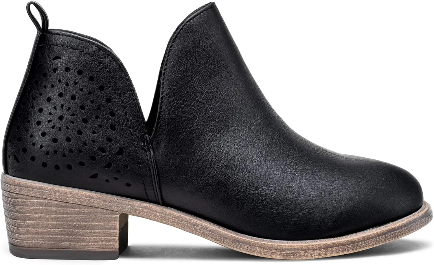 Vepose Women's Short Ankle Boots Low Heel, Western Cutout Perforated Booties