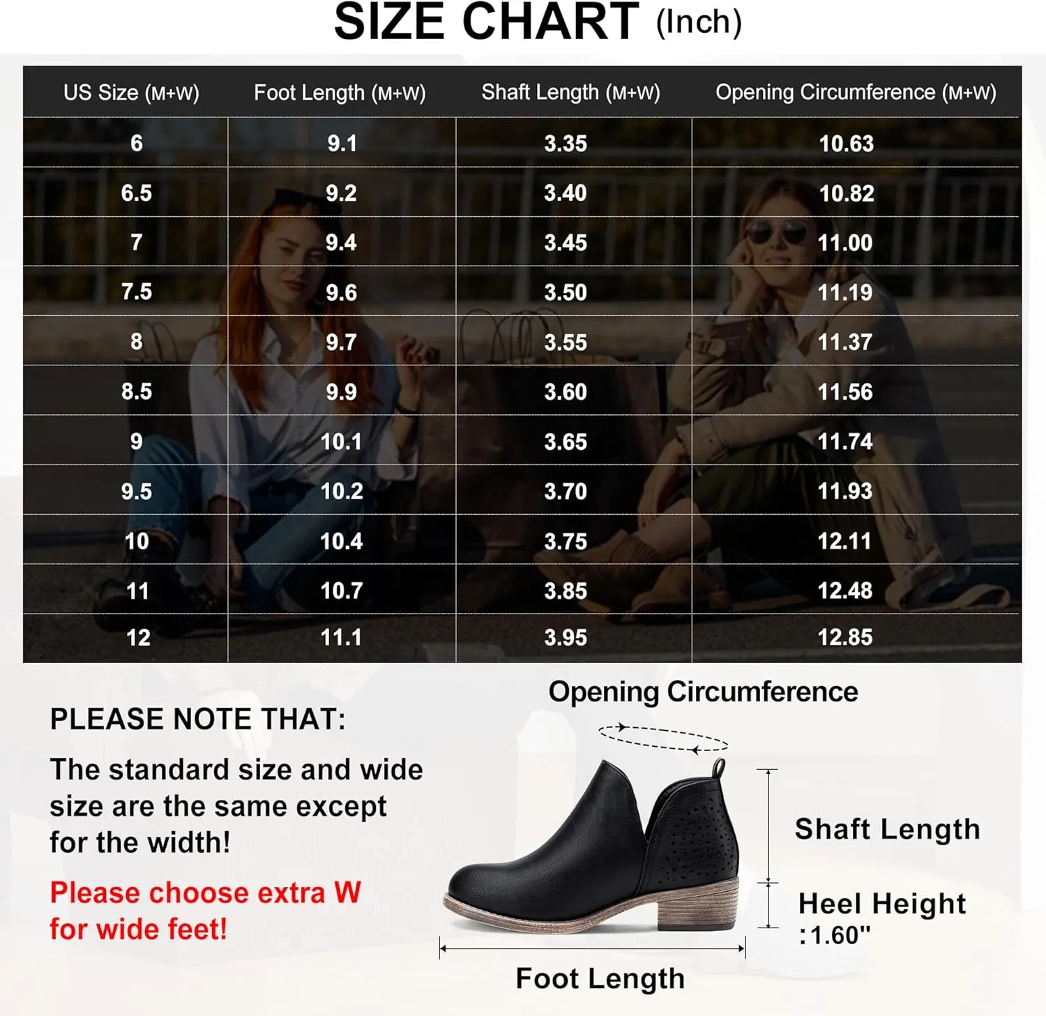 Vepose Women's Short Ankle Boots Low Heel, Western Cutout Perforated Booties