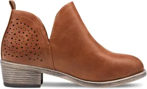 Vepose Women's Short Ankle Boots Low Heel, Western Cutout Perforated Booties