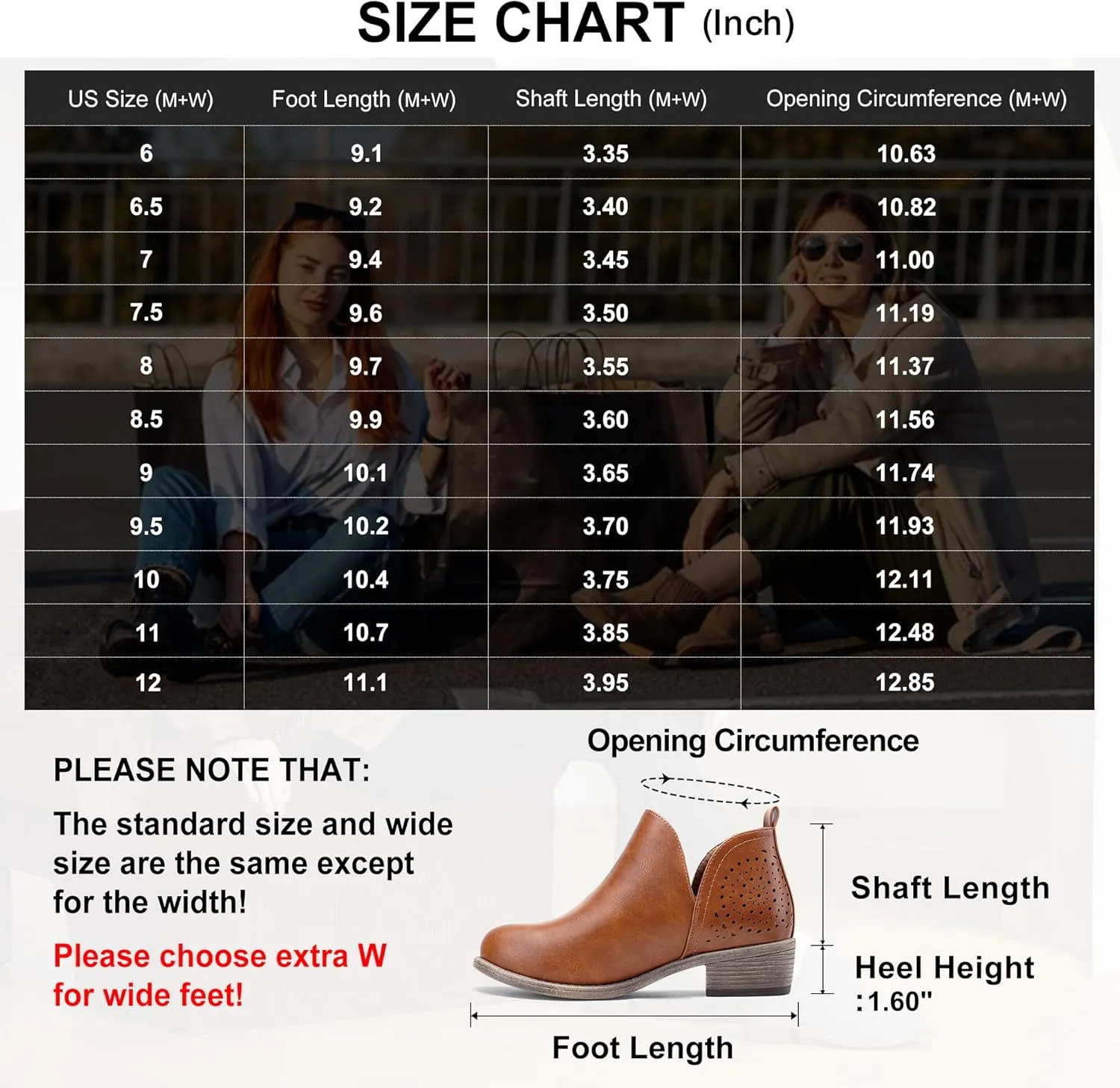 Vepose Women's Short Ankle Boots Low Heel, Western Cutout Perforated Booties