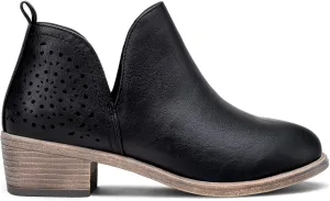 Vepose Women's Short Ankle Boots Low Heel, Western Cutout Perforated Booties