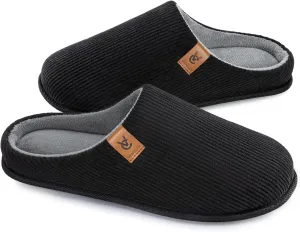 VeraCosy Men's Cozy Slip-on Slippers Corduroy Memory Foam Indoor House Shoes