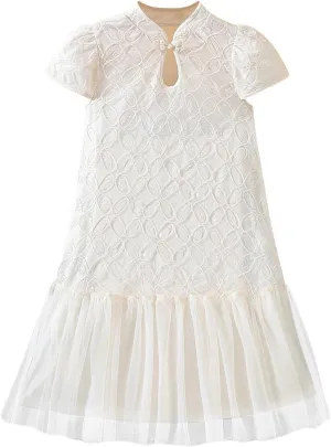 Verdusa Girl's Puff Sleeve A Line Short Dress Princess Sequin Tutu Dresses