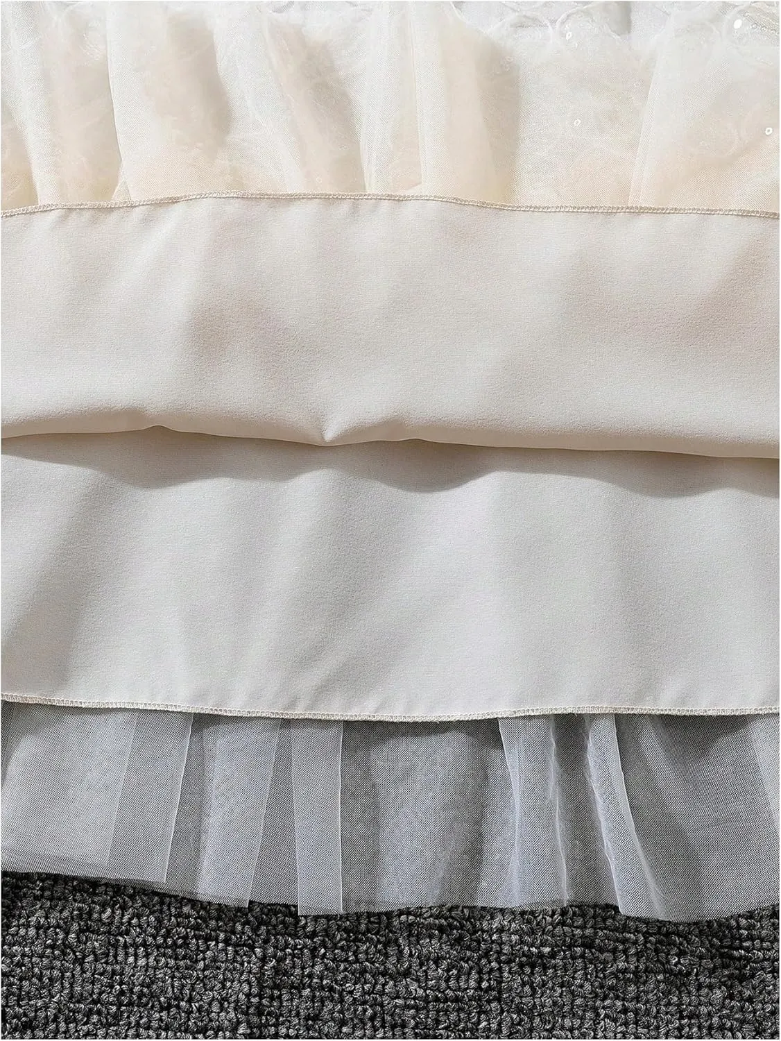 Verdusa Girl's Puff Sleeve A Line Short Dress Princess Sequin Tutu Dresses