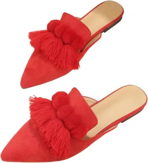 Verdusa Women's Dress Shoes Slip On Flats Comfortable Pointed Toe Mules Dressy Casual Loafers Shoes