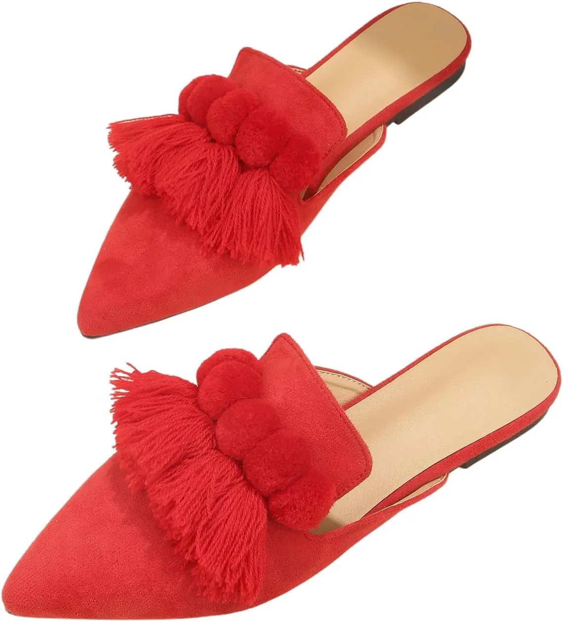 Verdusa Women's Dress Shoes Slip On Flats Comfortable Pointed Toe Mules Dressy Casual Loafers Shoes