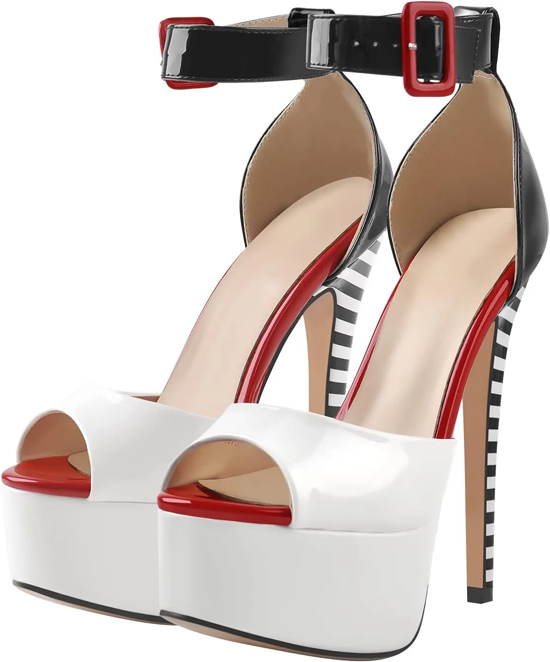 VERISSON Women's Fashion Mary Jane Stiletto Pumps Round Toe Buckle Strappy Platform Court Shoes