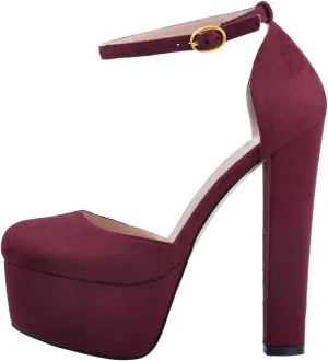VERISSON Women's High Heel Sandals Closed Toe Platform Mary Jane Buckle Strappy Two-Piece Chunky High Heels