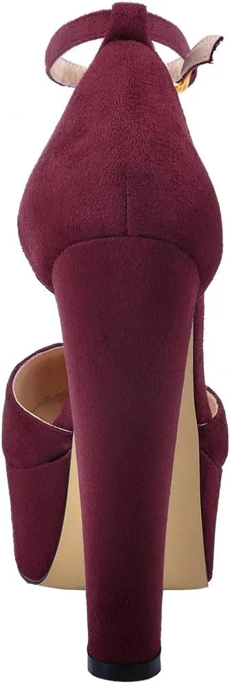 VERISSON Women's High Heel Sandals Closed Toe Platform Mary Jane Buckle Strappy Two-Piece Chunky High Heels