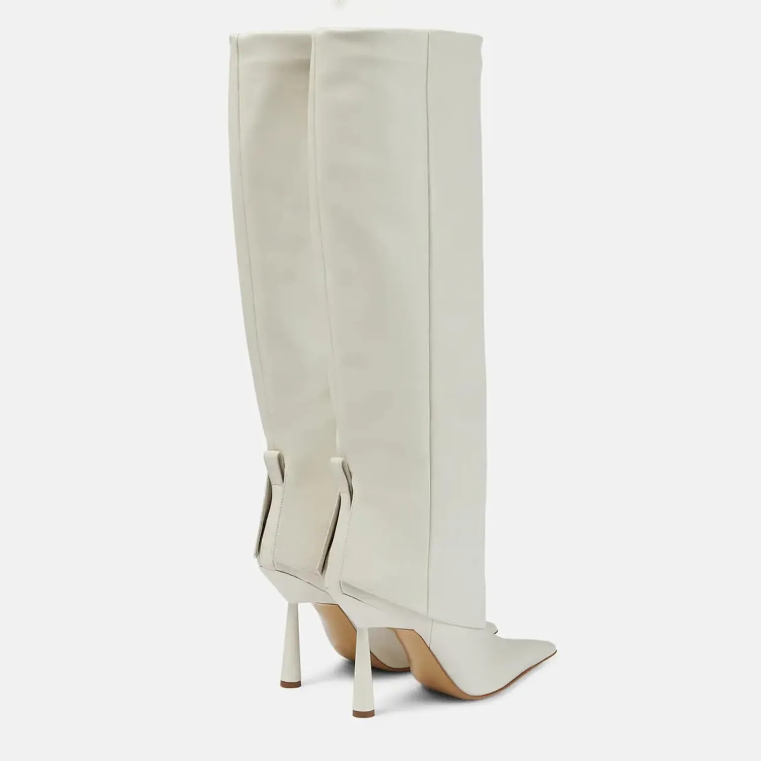 Vertundy Women's Fold Over Boots - Pointed Toe Stiletto Heel Slip On Knee High Boot Fashion Sexy Dress Boot