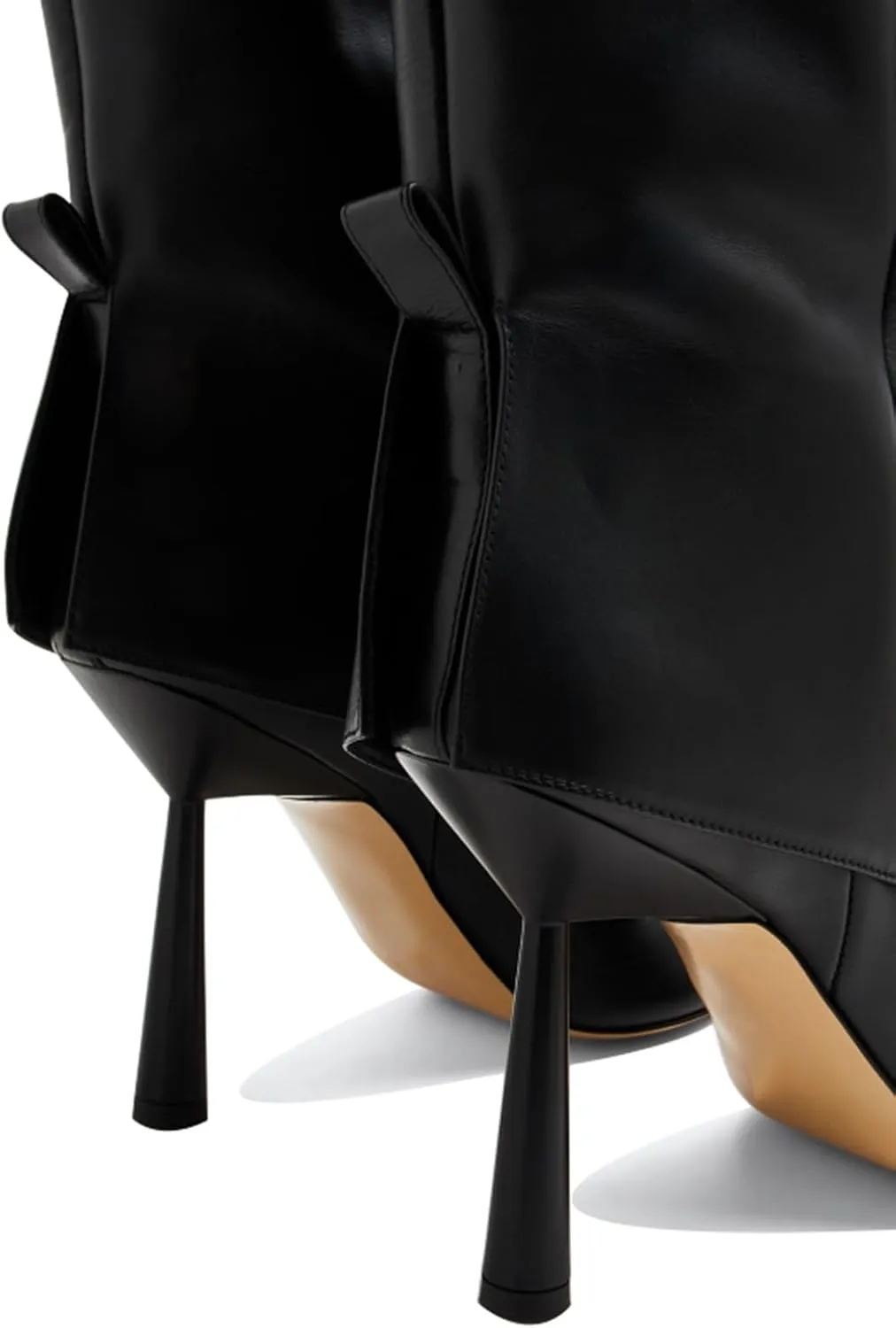 Vertundy Women's Fold Over Boots - Pointed Toe Stiletto Heel Slip On Knee High Boot Fashion Sexy Dress Boot