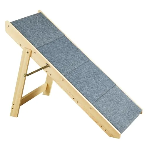 VEVOR Wood Pet Stairs/Pet Steps, 2-in-1 Foldable Wooden Dog Stair for Beds, Sofa and Cars, Dog Stairs & Ramp with 4 Steps for Small Medium Large Pet, up to 150 lbs