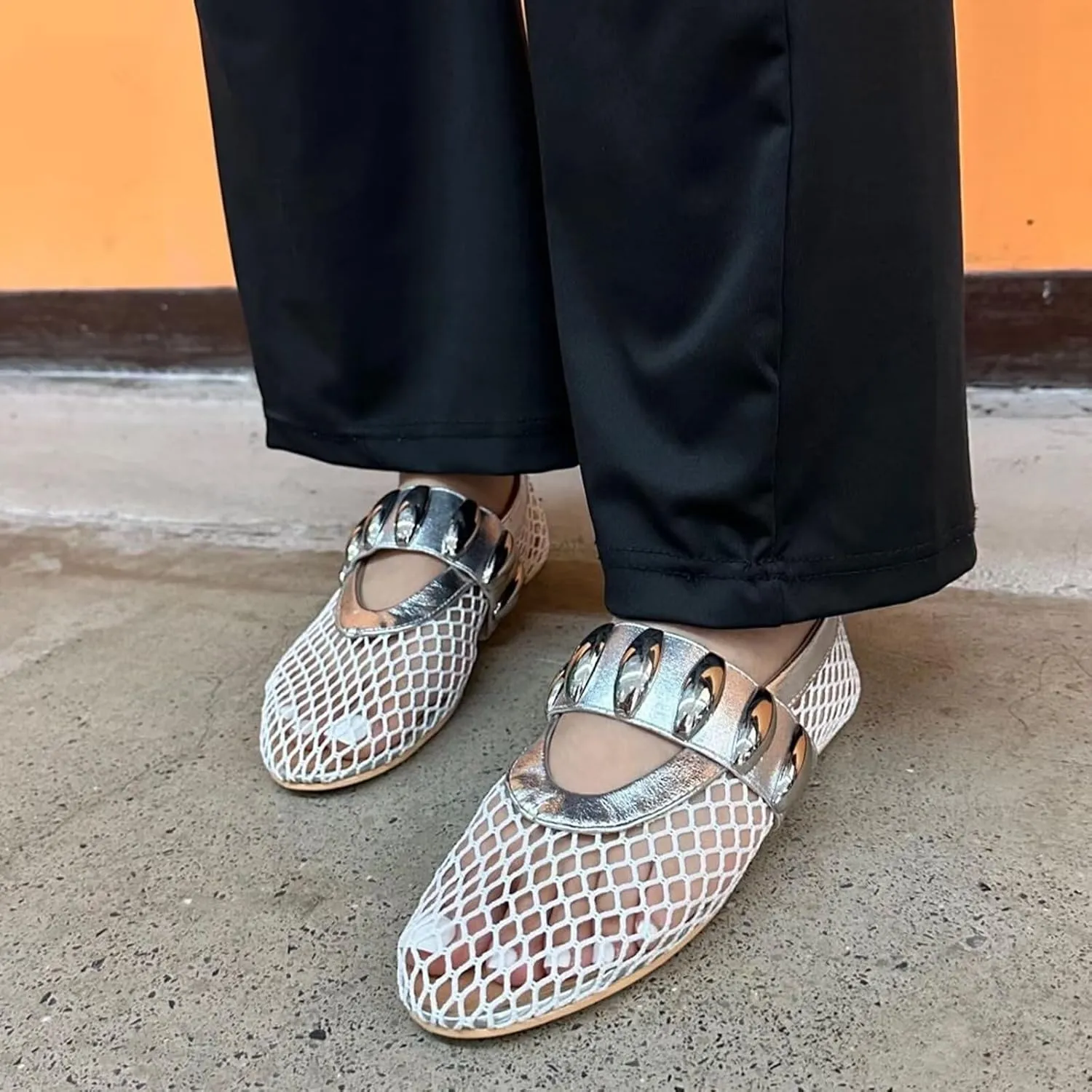 vimitty Ballet Flats Shoes for Women with Elegant Buckle Strap Mary Jane Flats Ballerina Shoes Flat Heel for Women