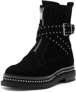 Vince Camuto Blinda Peltro Grey Moto Chic Chain Rim PLatform Lug Sole Booties