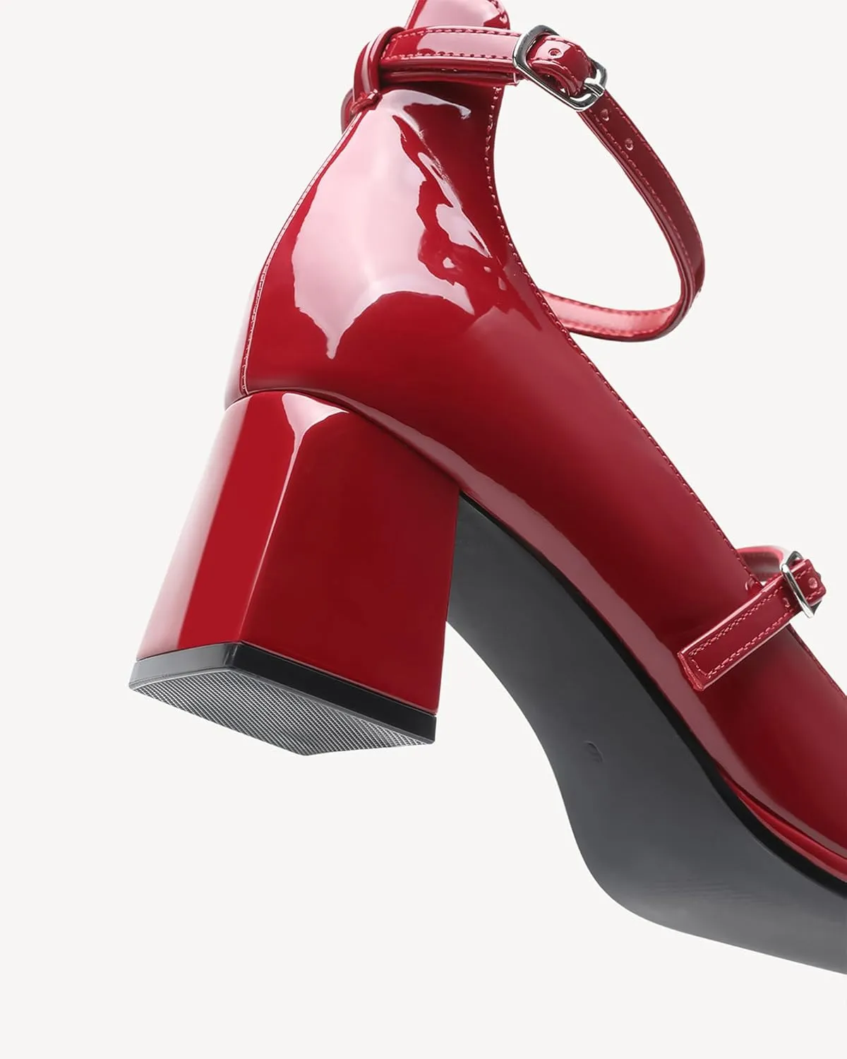 Vintage Patent Mary Jane Pumps, Women's Chunky Heel