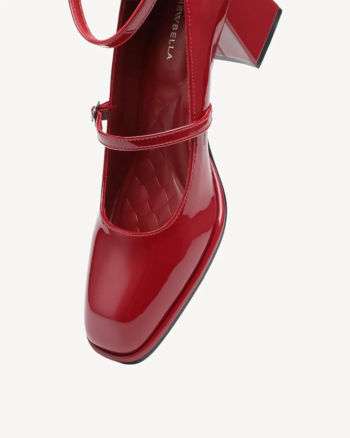 Vintage Patent Mary Jane Pumps, Women's Chunky Heel