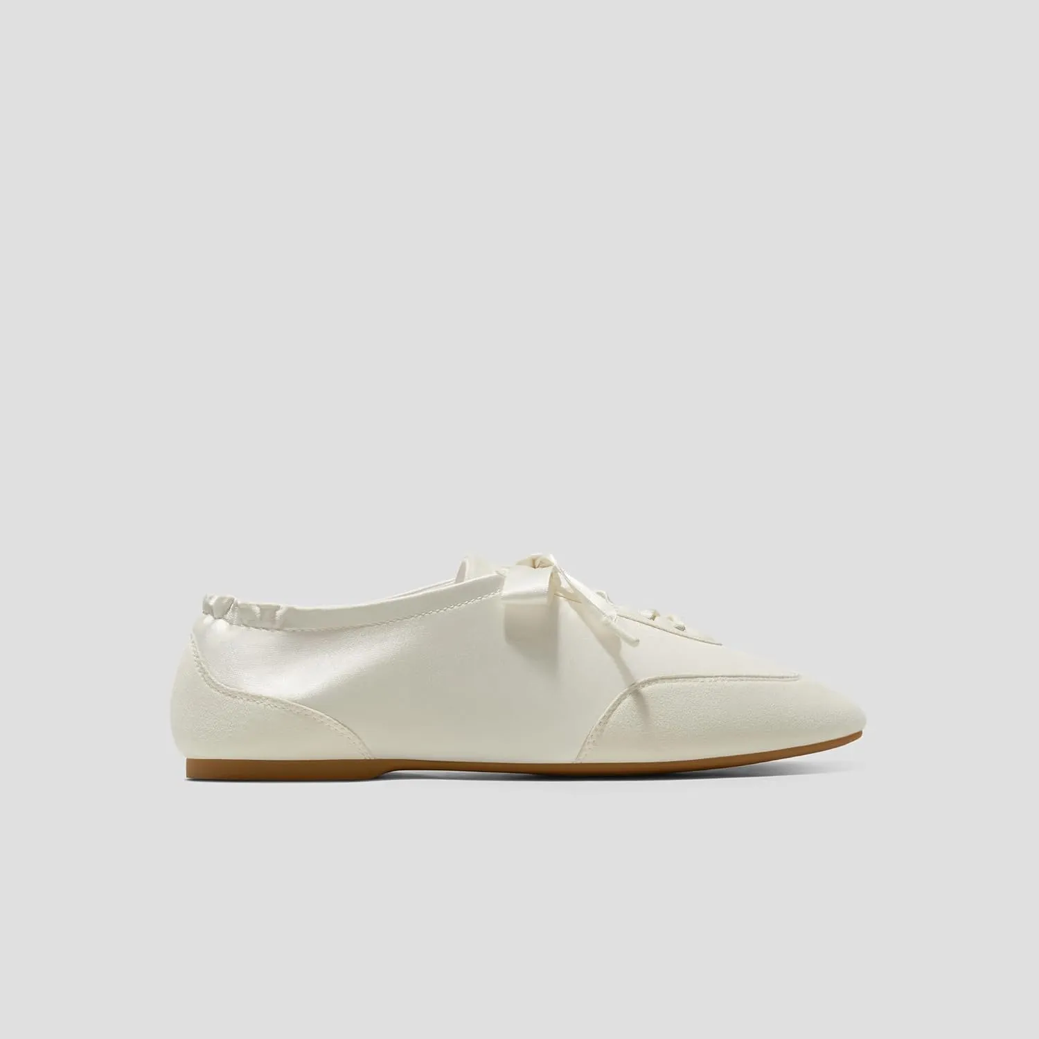 VIVAIA Cristina Square-Toe Lace-Up Satin Sneakerina