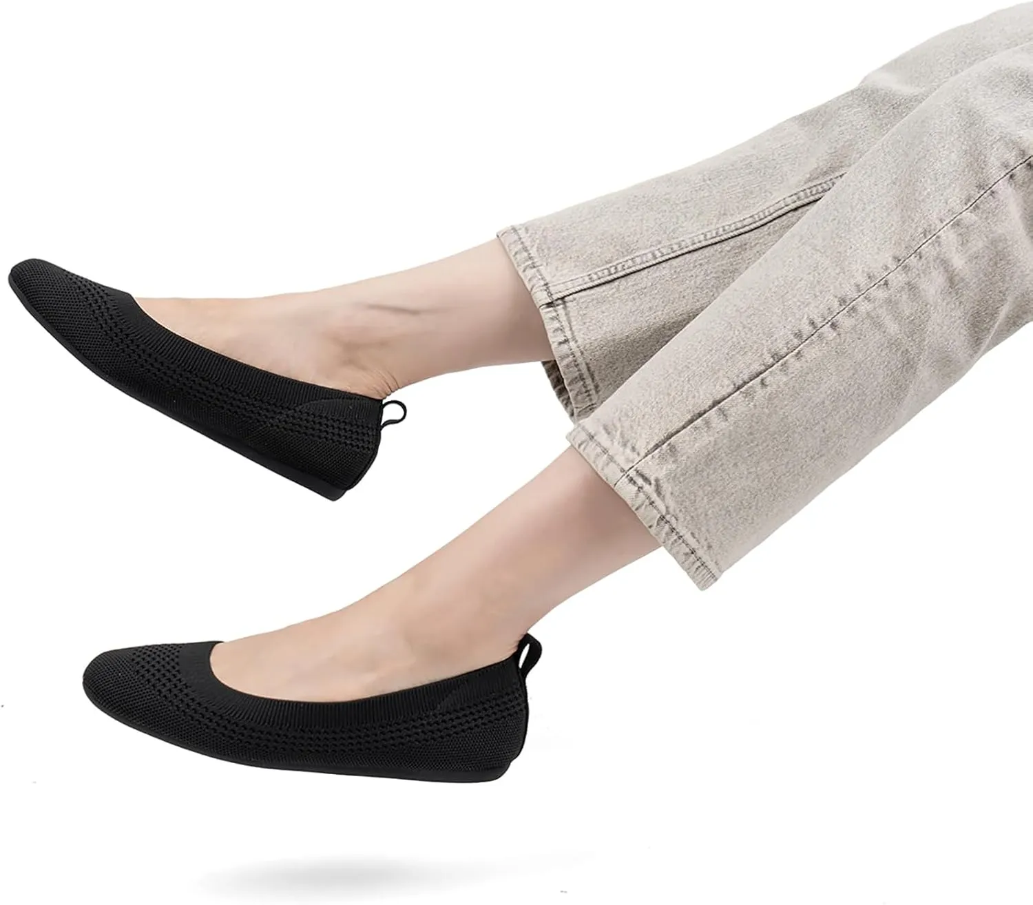 VJH confort Women’s Flats Shoes Ballet Knit Comfort Foldable Round Toe Slip-on Casual Office Work Walking Flats