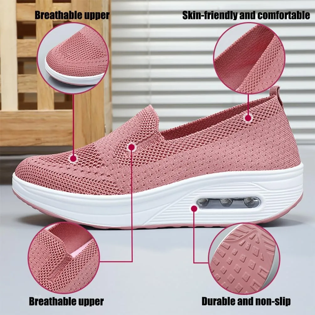 Vogany Shoes for Women, Vogany Shoes Orthopedic Sneakers Women, Slip on Breathable Mesh Platform Stretch Soft with Insole