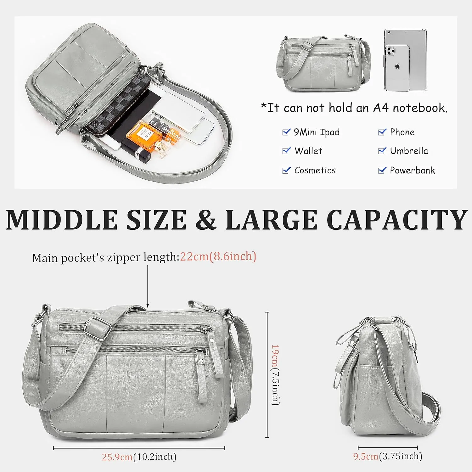 VOLGANIK ROCK Purses for Women Soft PU Leather Shoulder Bag Ladies Crossbody Purse and handbags Lightweight Pocketbook