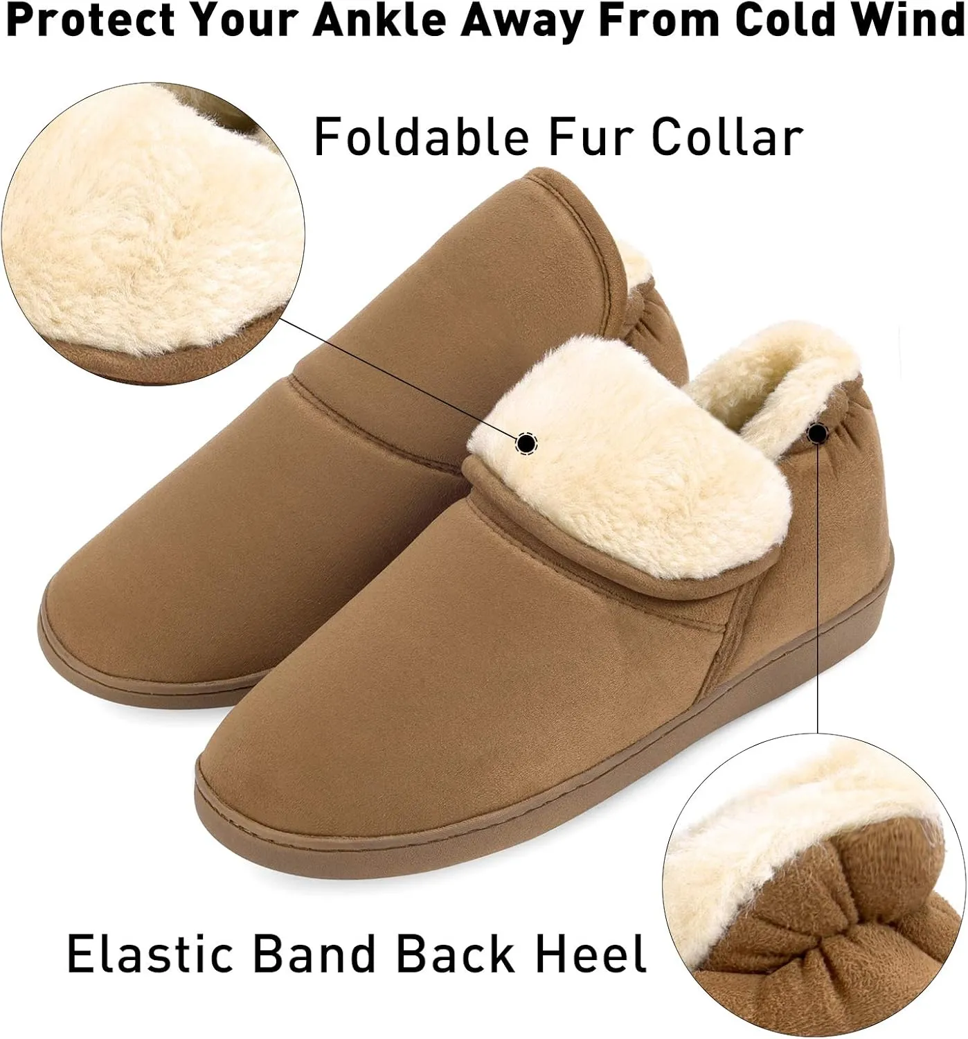 VONMAY Men's Booties Slippers Ankle Warm Plush Fuzzy Memory Foam House Shoes